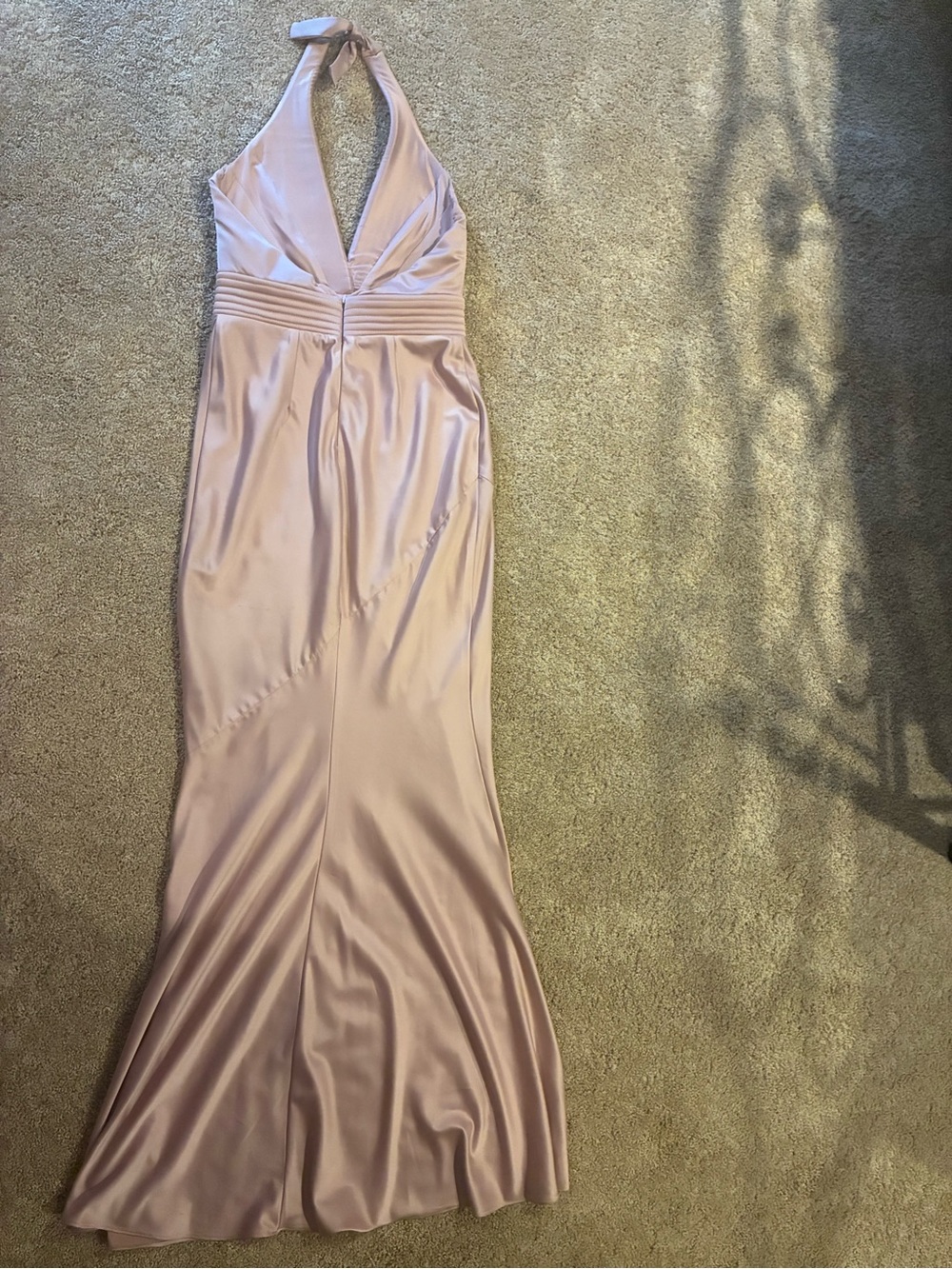 Zhivago Sleeveless Blush Pink Satin V-Neck Evening Gown - Picture 5 of 7